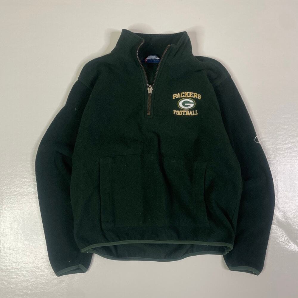Vintage Champion Green Bay Packers Quarter Zip Fleece Fits Large